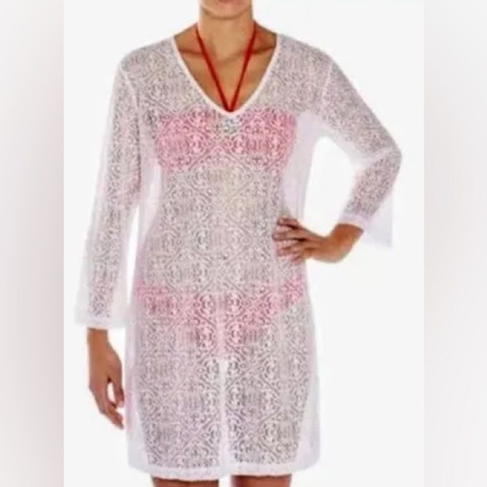 Mario Serrani White Lace Tunic Beach Cover-Up L NWOT Italy